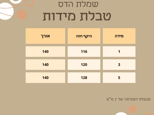 טבת מידות שמלת הדס